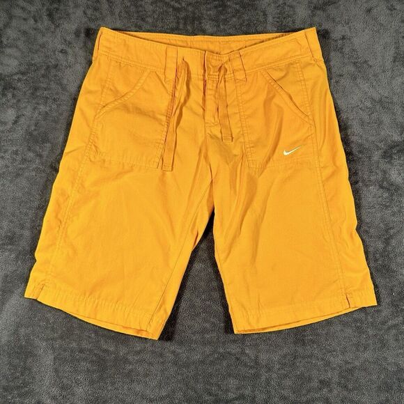 Nike Mid Thigh Shorts Wmn SzS Orange Drawstring Pockets Lightweight Surfer VTG - Picture 1 of 8